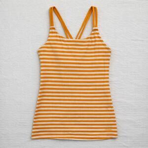 Patagonia Racerback Top Orange Stripes Cotton Soft Built-in Sport Bra Outdoors